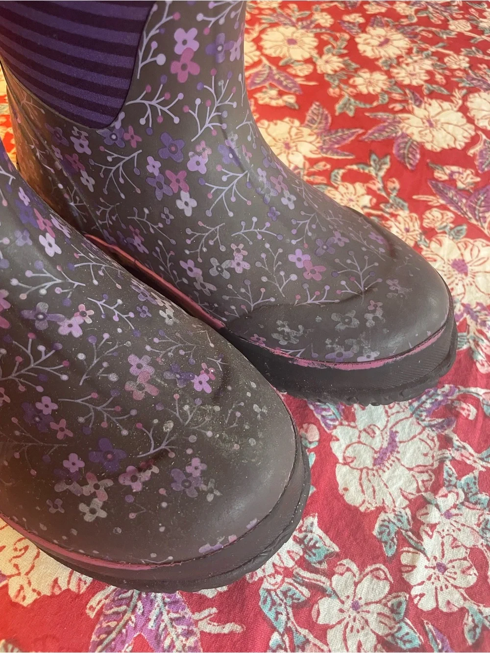 Bogs Waterproof girls 3 snow boots Purple Floral Pull-On Boots -32